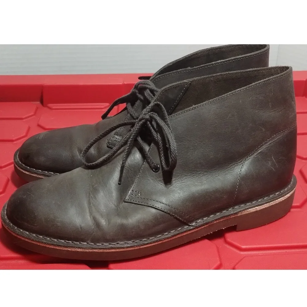 Clarks Mens Desert Boots Dark Brown Leather Chukka Ankle Lace Up Size 10.5 M